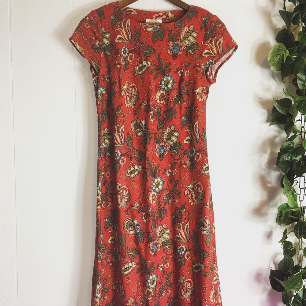 Vintage Talbots Red Floral Dress